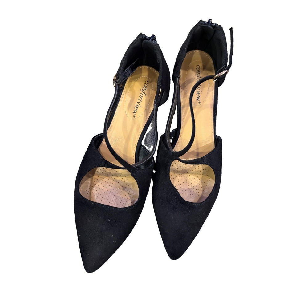Comfortview 8W Black Suede Heels Women's The Dawn Pump - Picture 8 of 9